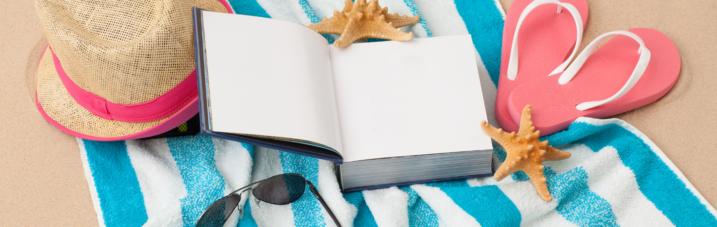 Location Customizable Mini Thin - Ocean Backgrounds TOWEL HAT FLIP FLOPS & BOOK ON BEACH