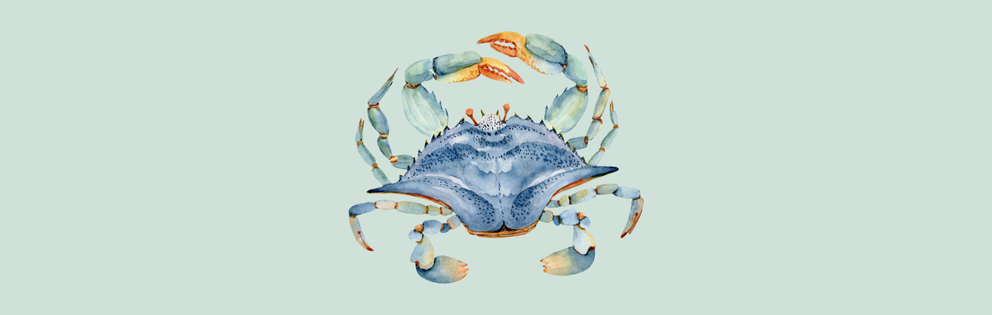 Location Customizable Mini Shelf Sitter - Ocean Backgrounds DRAWN BLUE CRAB