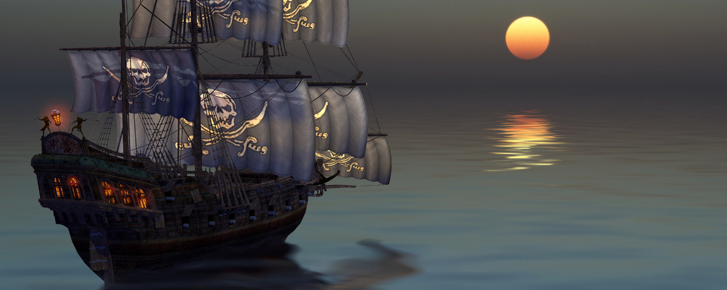 Location Customizable Magnet - Nautical Backgrounds PIRATE SHIP