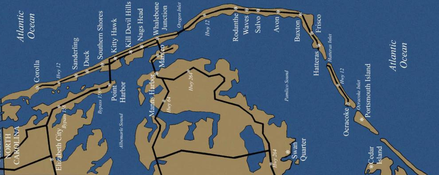 Location Customizable Magnet - Nautical Backgrounds BLUE OBX MAP