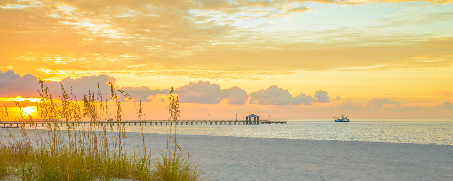 Location Customizable Magnet - Pier & Boardwalk Backgrounds BEAUTIFUL SUNSET OVER FISHING PIER