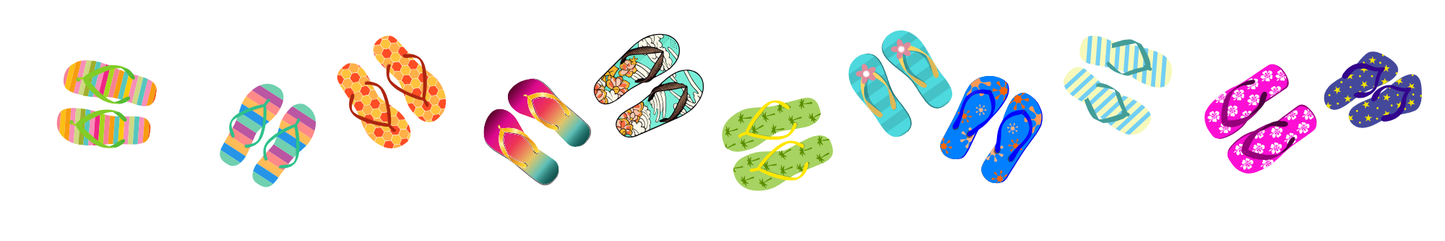 Location Customizable Shelf Sitters - Beach Backgrounds FLIP FLOPS ON WHITE