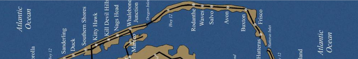 Location Customizable Shelf Sitters - Nautical Backgrounds BLUE OBX MAP