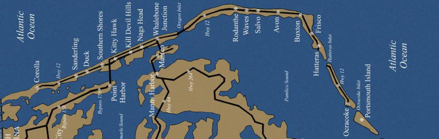 Location Customizable Mini Thin - Nautical Backgrounds BLUE OBX MAP
