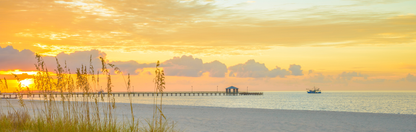 Location Customizable Mini Shelf Sitter - Piers & Boardwalk Backgrounds BEAUTIFUL SUNSET OVER FISHING PIER