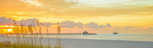 Location Customizable Mini Thin - Piers & Boardwalk Backgrounds BEAUTIFUL SUNSET OVER FISHING PIER