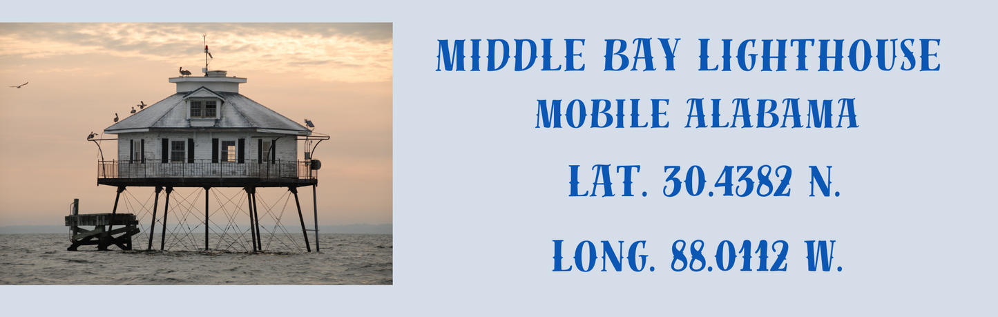 Location Customizable Mini Shelf Sitter - Lighthouse Backgrounds MIDDLE BAY LIGHTHOUSE