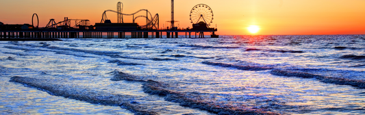 Location Customizable Wall Signs - Piers & Boardwalk Backgrounds BOARDWALK WITH FERRIS WHEEL AT SUNSET