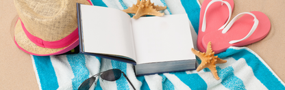 Location Customizable Mini Thin - Ocean Backgrounds TOWEL HAT FLIP FLOPS & BOOK ON BEACH