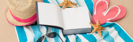 Location Customizable Mini Thin - Ocean Backgrounds TOWEL HAT FLIP FLOPS & BOOK ON BEACH