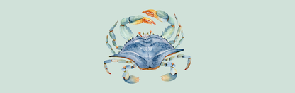 Location Customizable Mini Shelf Sitter - Ocean Backgrounds DRAWN BLUE CRAB