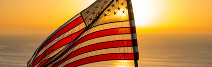 Location Customizable Wall Signs - Americana Backgrounds AMERICAN FLAG AT SUNSET