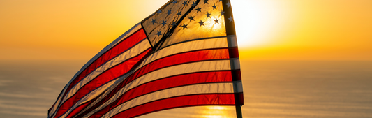 Location Customizable Wall Signs - Americana Backgrounds AMERICAN FLAG AT SUNSET