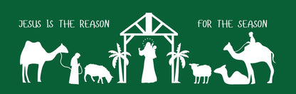Wall Sign - Christmas Theme NATIVITY WITH CAMELS GREEN