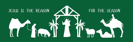 Wall Sign - Christmas Theme NATIVITY WITH CAMELS GREEN