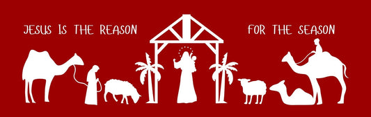Wall Sign - Christmas Theme NATIVITY WITH CAMELS RED