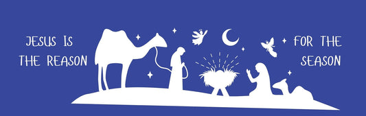 Wall Sign - Christmas Theme OPEN NATIVITY BLUE