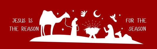 Wall Sign - Christmas Theme OPEN NATIVITY RED