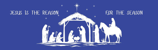 Wall Sign - Christmas Theme NATIVITY WITH HORSE BLUE