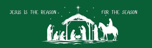 Wall Sign - Christmas Theme NATIVITY WITH HORSE GREEN