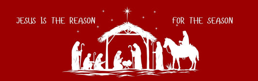 Wall Sign - Christmas Theme NATIVITY WITH HORSE RED