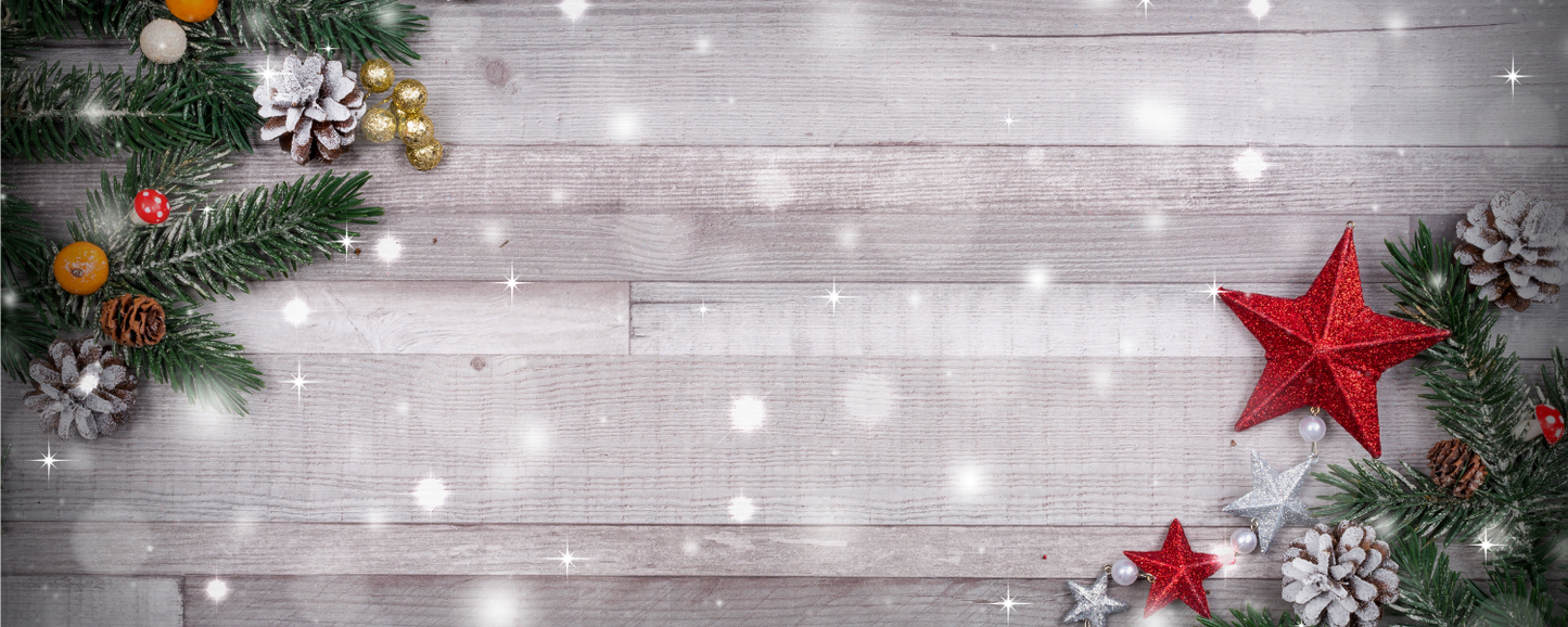 Location Customizable Magnet - Christmas Backgrounds DISTRESSED WOOD WITH GREENERY AND STAR