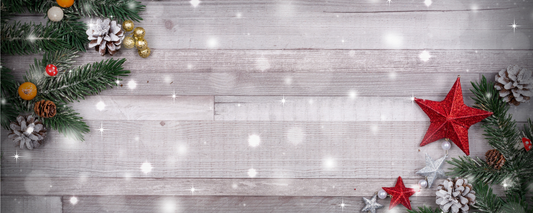 Location Customizable Magnet - Christmas Backgrounds DISTRESSED WOOD WITH GREENERY AND STAR