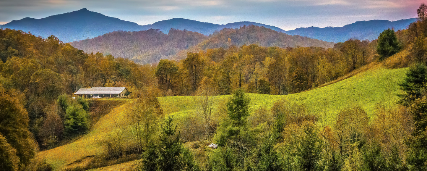 Location Customizable Magnet - Mountain Backgrounds MOUNTAIN VIEW WITH HOUSE