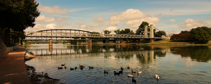 Location Customizable Magnet - Lake Backgrounds BRIDGE OVER WATER WITH DUCKS
