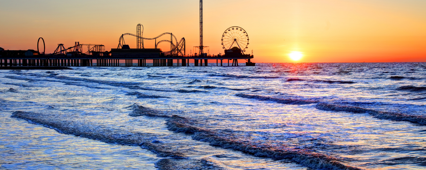 Location Customizable Magnet - Pier & Boardwalk Backgrounds BOARDWALK WITH FERRIS WHEEL AT SUNSET