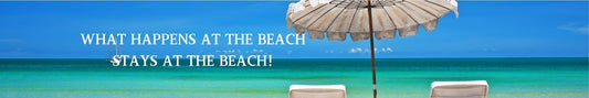 Mini Shelf Sitter - Beach Theme WHAT HAPPENS AT THE BEACH STAYS AT THE BEACH ( BEACH SCENE W/UMBRELLA ) 2