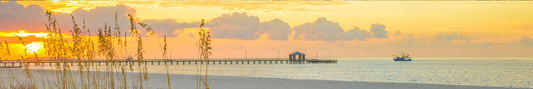 Location Customizable Shelf Sitters - Piers & Boardwalk Backgrounds BEAUTIFUL SUNSET OVER FISHING PIER