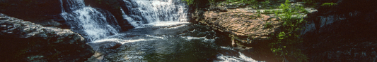 Location Customizable Shelf Sitters - Waterfall Backgrounds ROCKY WATERFALL
