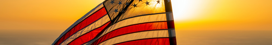 Location Customizable Shelf Sitters - Americana Backgrounds AMERICAN FLAG AT SUNSET