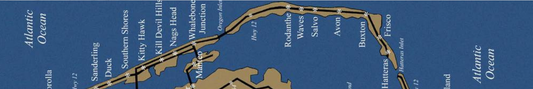 Location Customizable Shelf Sitters - Nautical Backgrounds BLUE OBX MAP