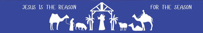 Mini Shelf Sitter - Christmas Theme NATIVITY WITH CAMELS BLUE