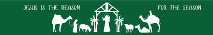 Mini Shelf Sitter - Christmas Theme NATIVITY WITH CAMELS GREEN