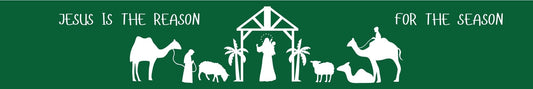Mini Shelf Sitter - Christmas Theme NATIVITY WITH CAMELS GREEN