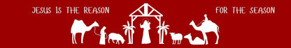 Shelf Sitter - Christmas Theme NATIVITY WITH CAMELS RED