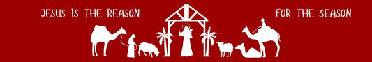 Shelf Sitter - Christmas Theme NATIVITY WITH CAMELS RED